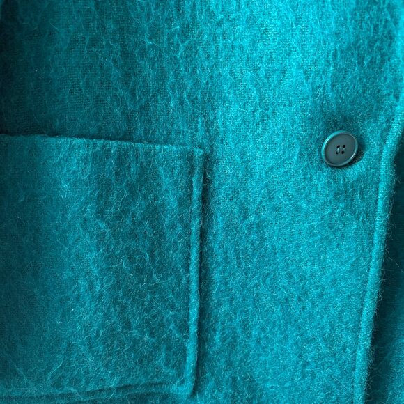 Vtg Lombardi Inc. women's size 10 teal mohair one-button jacket made in the US - Picture 4 of 5